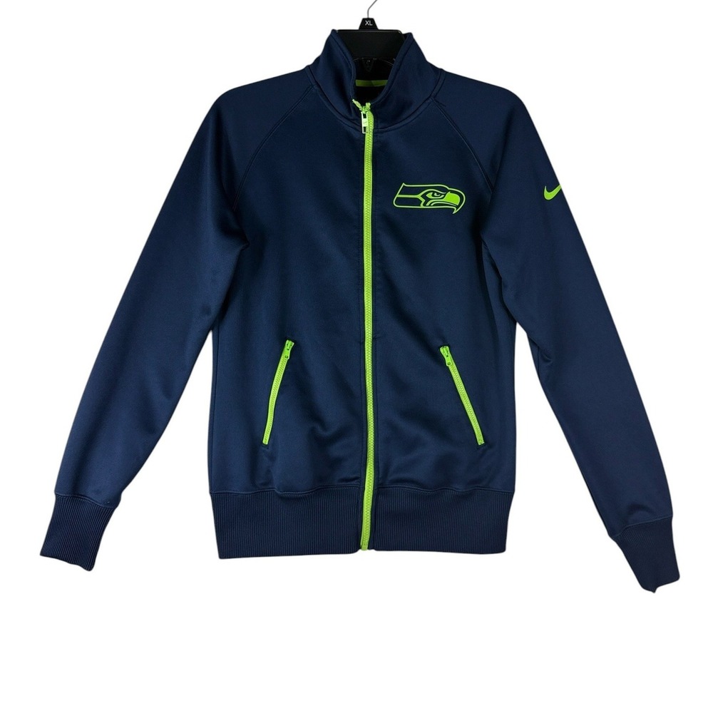 Nike NFL Seattle Seahawks Women Track Jacket Navy Blue Green 614976-419 Medium